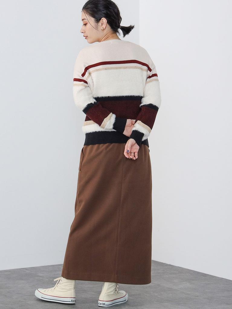 Knit 3D Border Knit IVORY FREE [Beams Heart] L/S Women's