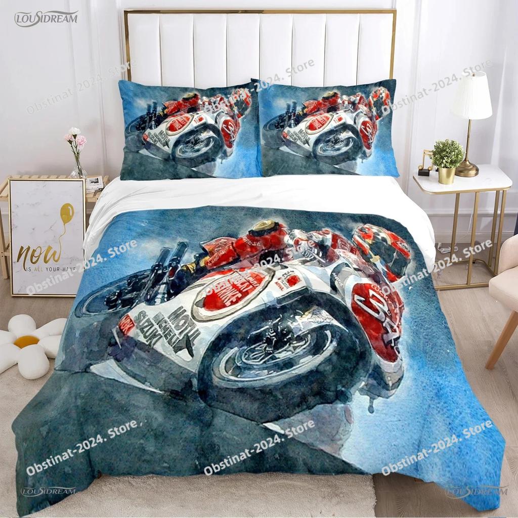 Racing enthusiast motorcycle Duvet Cover casal Comforter Beding set Soft Quilt Cover and Pillowcase for SingleDoubleQueenKing
