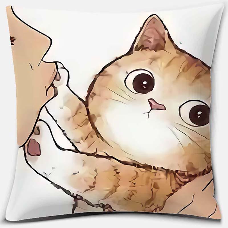 Funny Cute Cat Cushion Cover Cartoon Pets Pillows Cases Sofa Pillowcase Home Office Decoration
