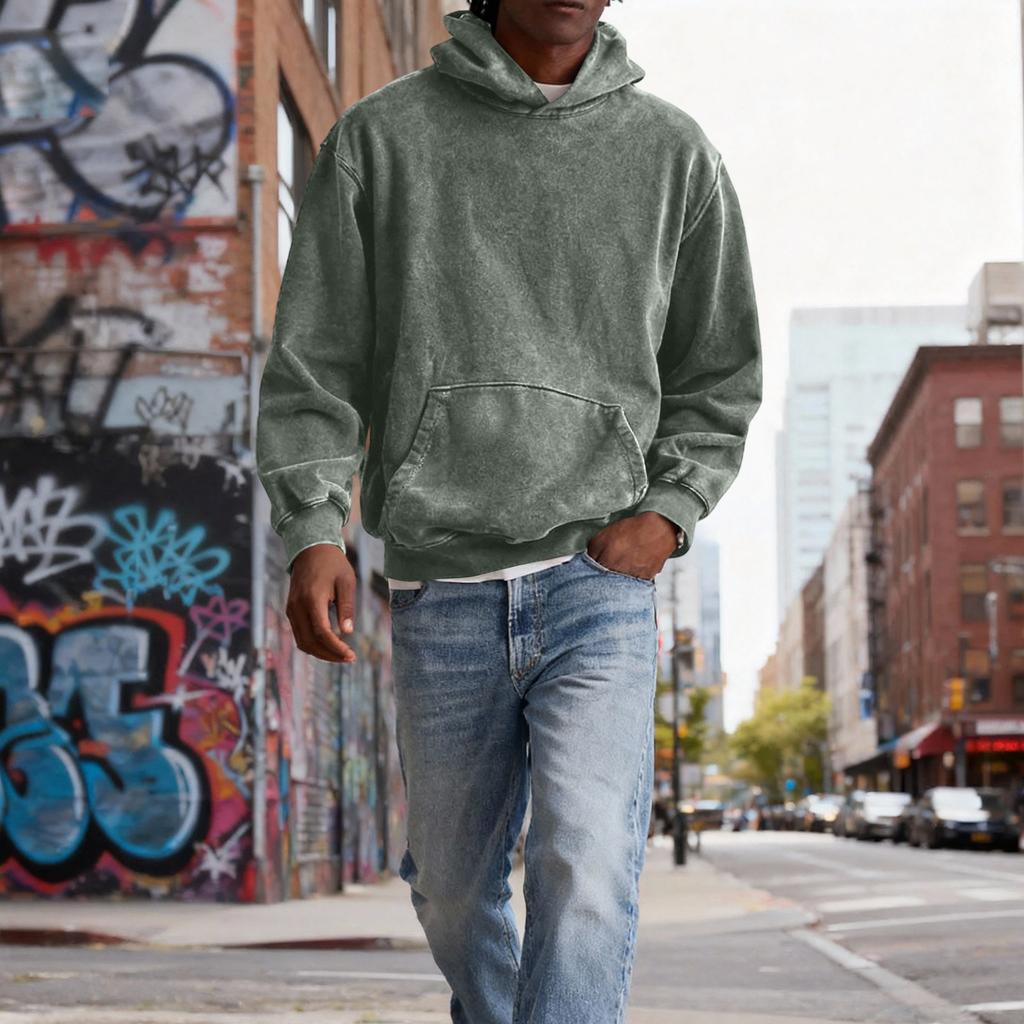 Men Hooded Pullover With Pocket Long Sleeve Fleece Sweatshirt Workout Tops Fall Fashion Hoodie