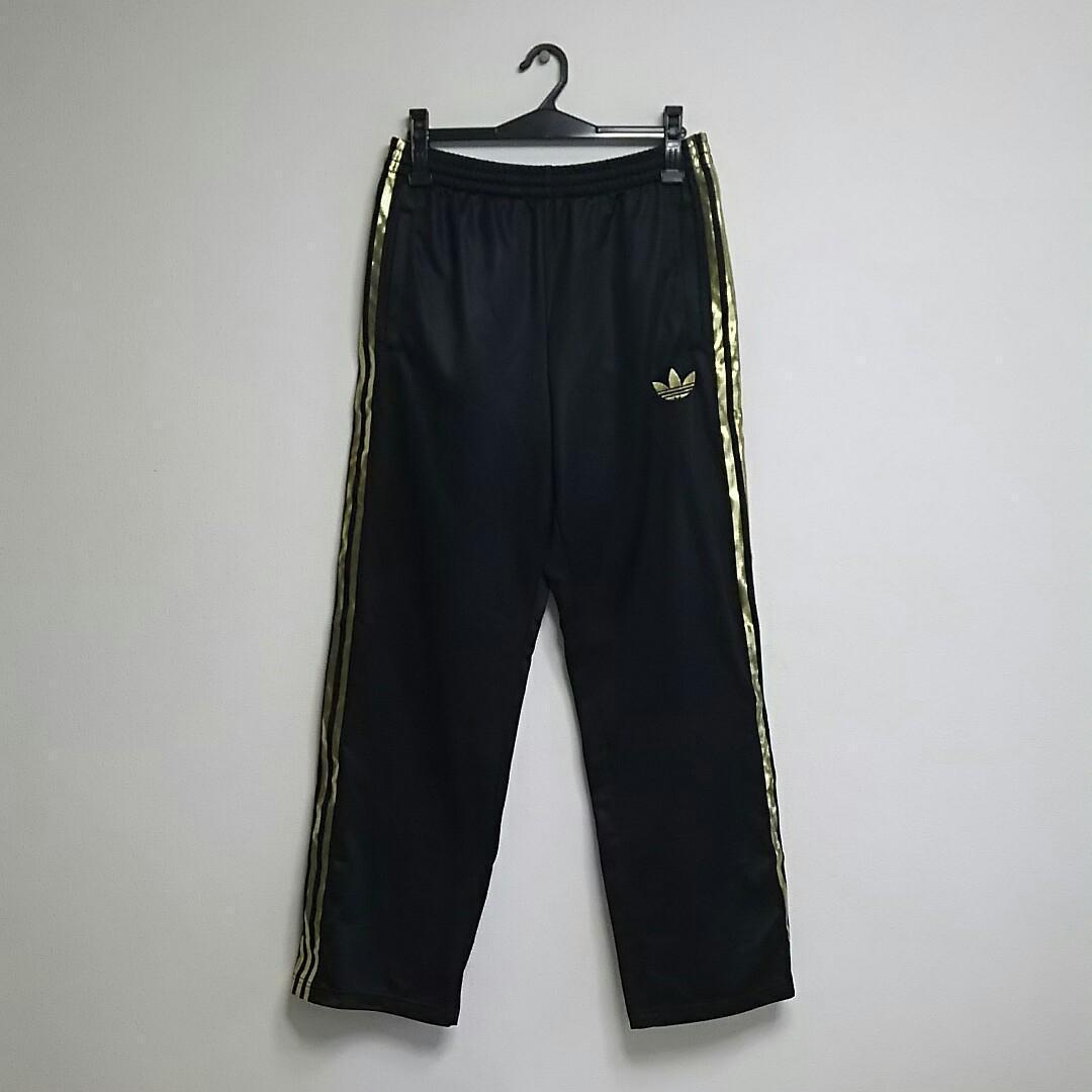 

[USED] Adidas Originals Black and Gold Jersey Pants for Y2K, Achieve, and K-Pop