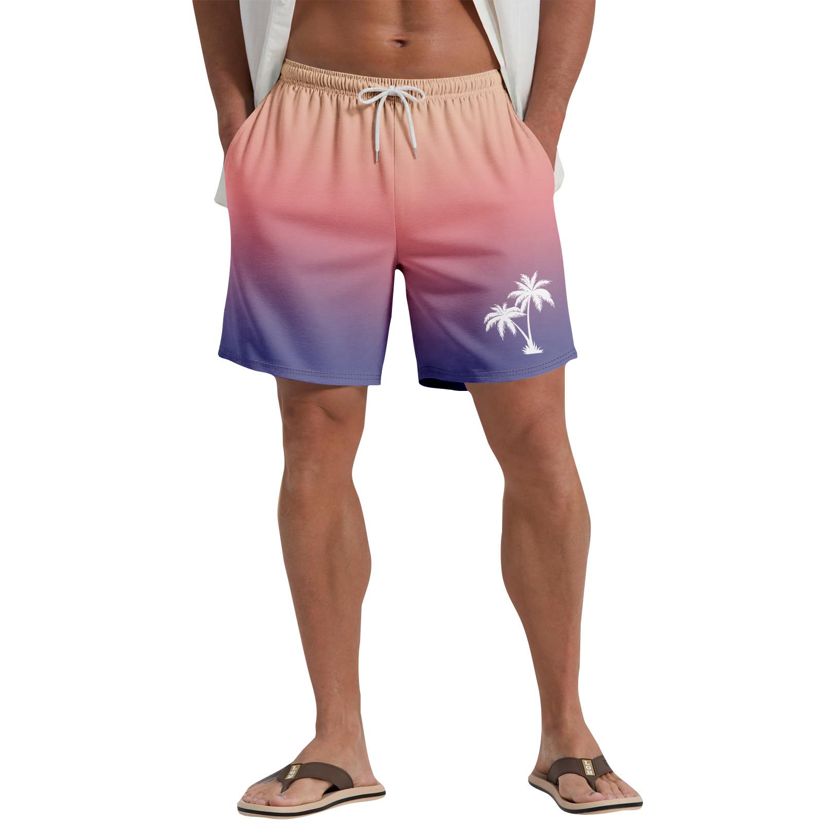 

Мужские повседневные пляжные шорты с гавайским растительным принтом XL арбуз красный