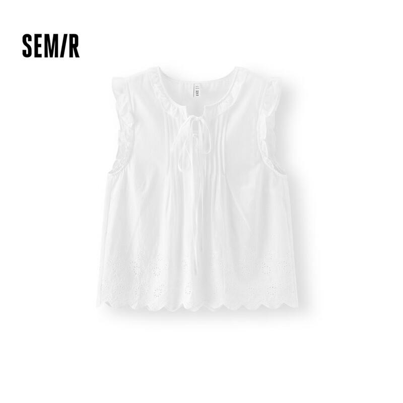 Semir Women s Embroidered Cotton Ruffle Bow Shirt XS