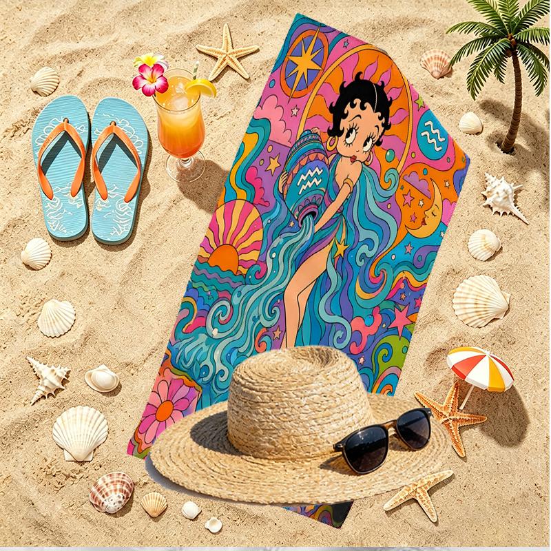 Doll Print Beach Towel, Versatile Lightweight Absorbent Beach Towel for Pool Surf Yoga Bathroom, Perfect Birthday Holiday Gift