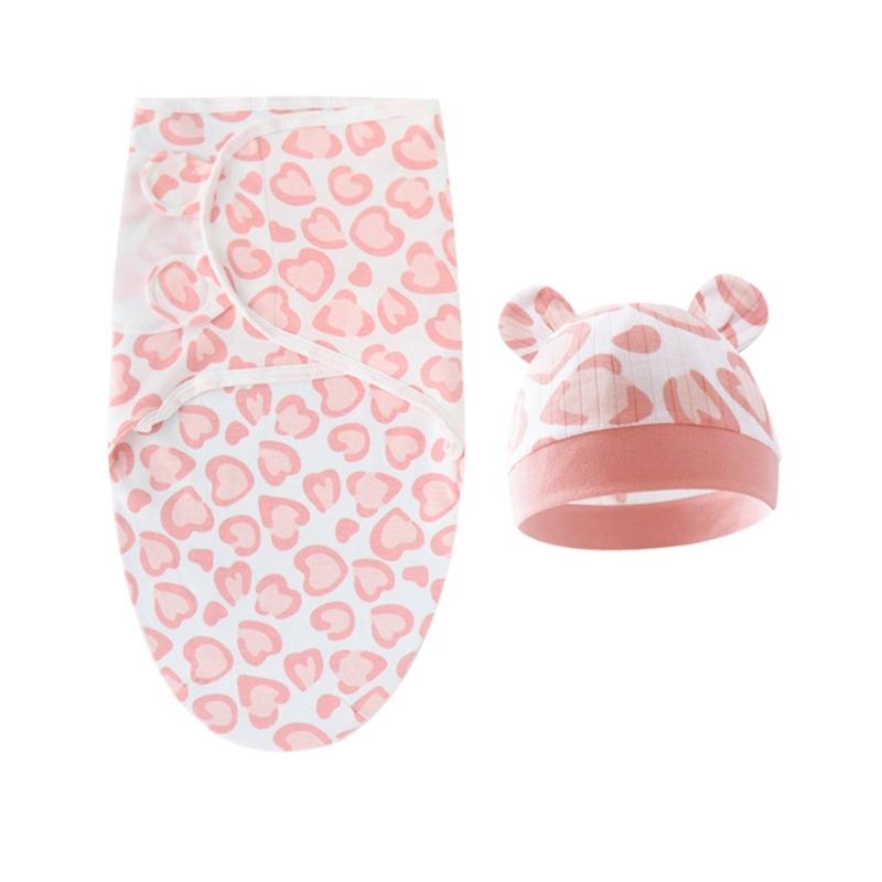 4 Set Baby Swaddles Wrap Blanket with Bonnet Hat Sleeping Bag Anti Kick Blanket Swaddles for Toddler 0-12 Months