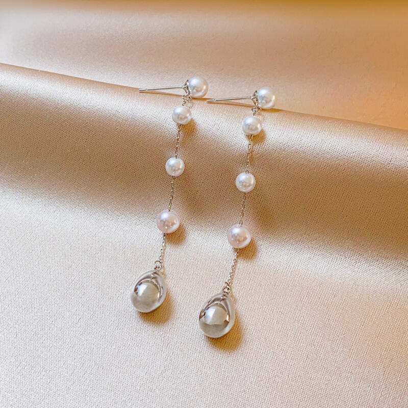 2026 New Water Droplet Imitation Pearl Tassel Earrings for Women Girls Elegant Fashion Long Dangle Earrings Jewelry Accessories