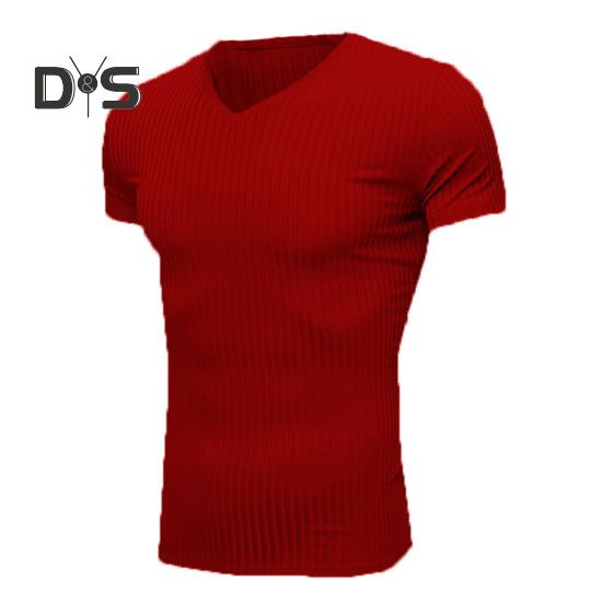 Tricou cu mânecă scurtă pentru bărbați, cu decolteu în V, pentru fitness, cu dungi sportive, de culoare uni, Tricou, îmbrăcăminte de gimnastică respirabilă, pentru sport, călătorii, birou