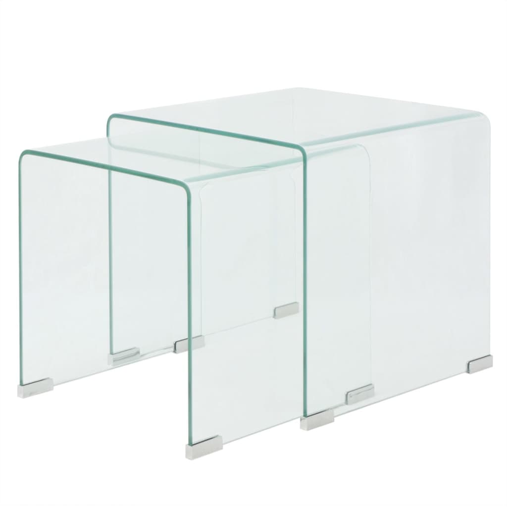 Vidaxl Set of Stackable Side Tables, 2 Pcs, Tempered Glass