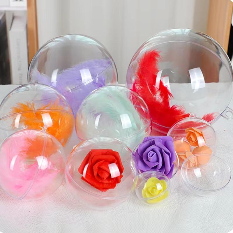20/1pcs Plastic Christmas Transparent Balls Xmas Tree Hanging Hollow Ball Ornaments for Home Wedding Party Decoration Gifts Box