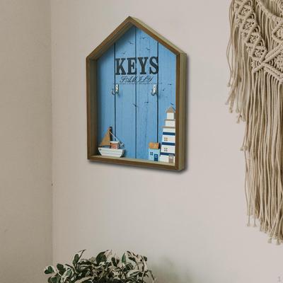 Caja para Llaves de Pared Estuche de Almacenamiento Decorativo Pintado a Mano con Ganchos Organizador para Entradas