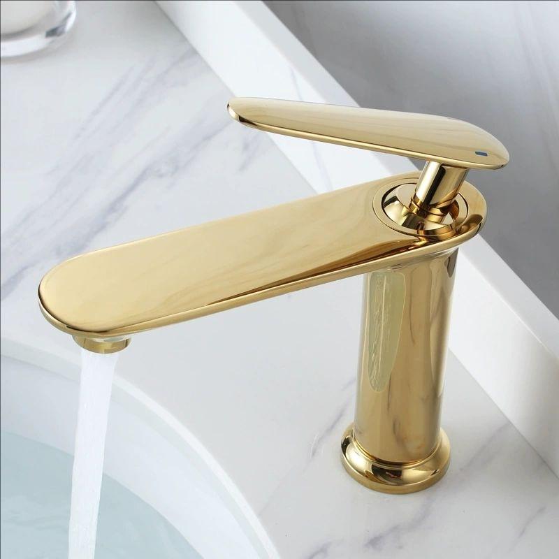 Luxury Bathroom Basin Faucet Deck Mounted Black Chrome Gold Sink Tap Single Hole Water Taps Hot and Cold Basin Mixers