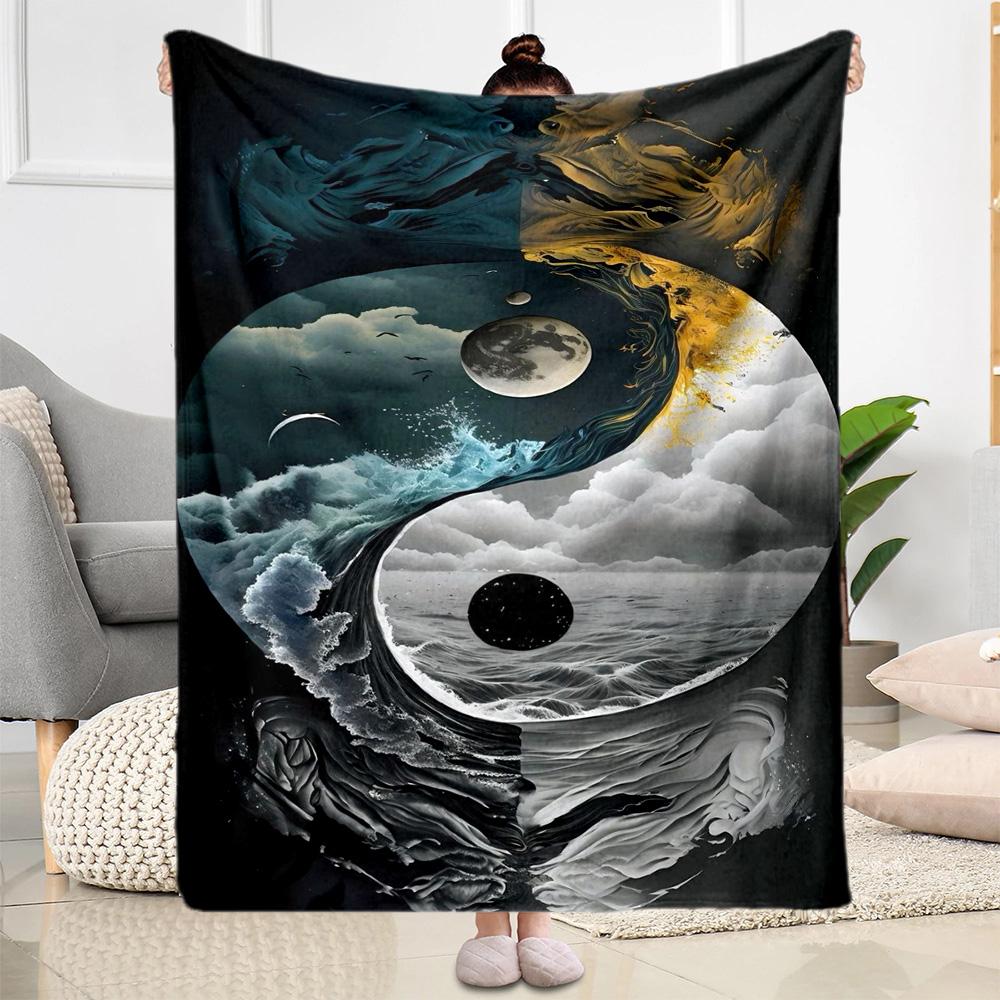 Yingyang Blanket Durable Comfort Perfect for Office Chair Office Picnics Four Seasons Universal Digital Print