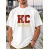 European Sizes White  Men's T - Shirt: "KC Football" Embellished Design
