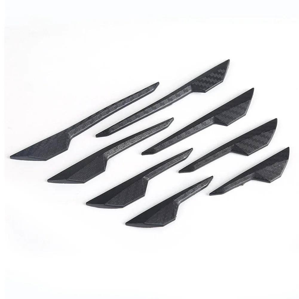 8Pcs Car Spoiler Front Bumper Fin Splitter Anti-Collision Carbon Fiber Look Rubber Protector Guards Car Protector