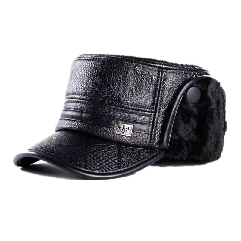 Winter Lei Feng Hat with Thick Lining, Ear Protection, Flat Top, Outdoor Leisure, Warm and Stylish