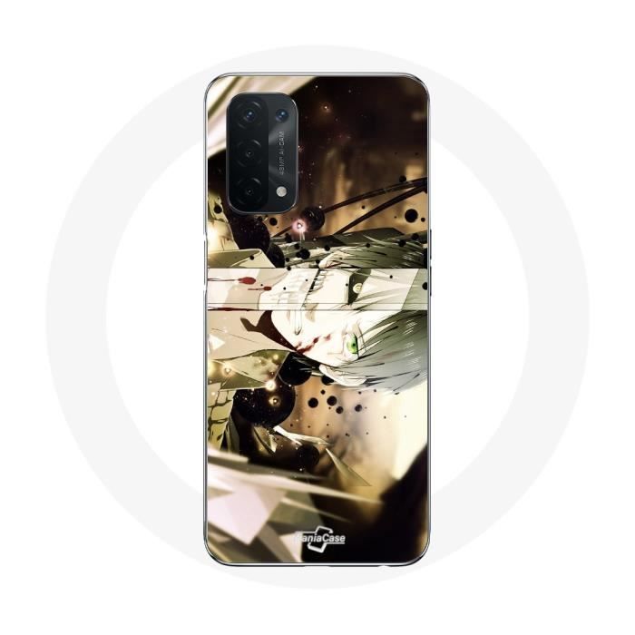 Coque pour Oppo A74 5G - Maniacase - Eren Yeager Attack on Titan - Souple - Noir - Anime
