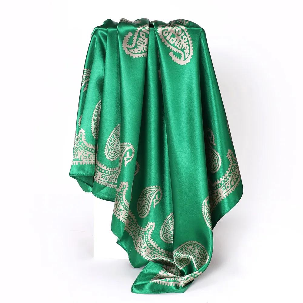 

Paisley Silk Satin Scarf for Women Fashion Shawls Wraps Large Bandana Head Hijab Scarves 90cm Square Headband Hair Scarfs Ladies 90x90cm