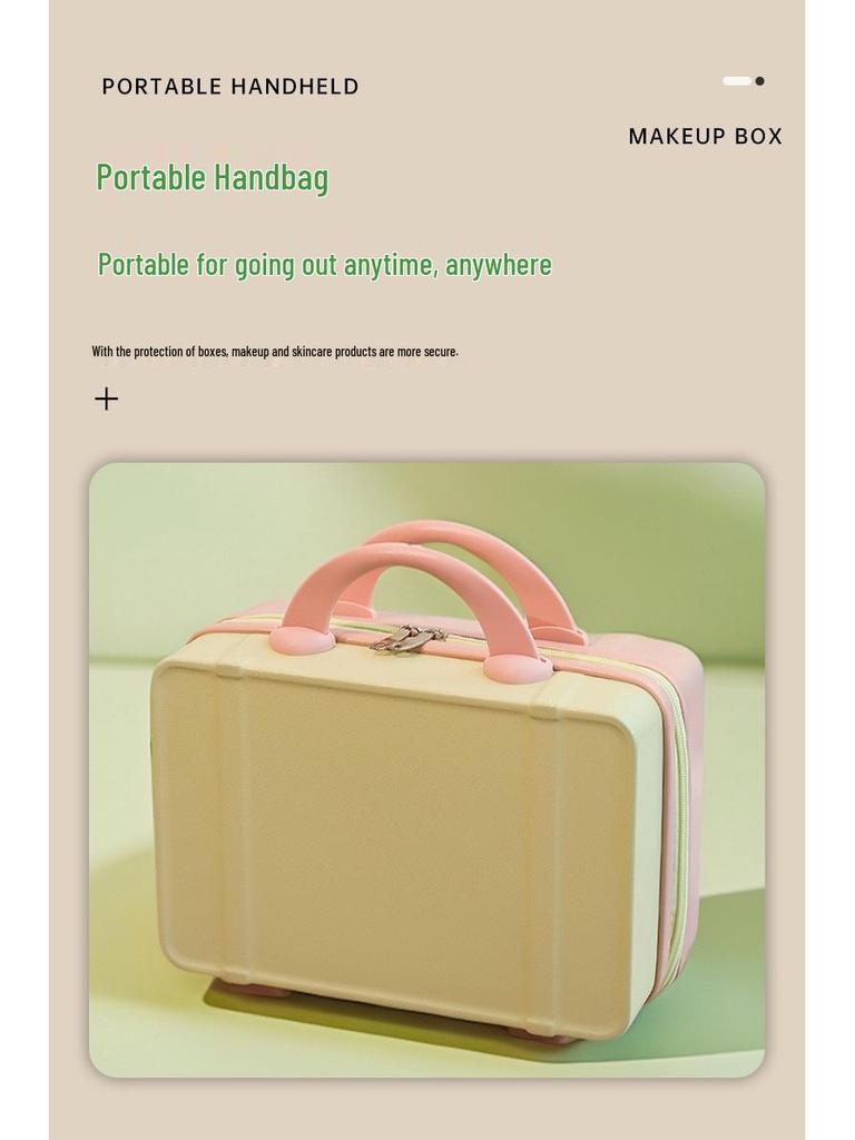 14" Portable Makeup Case: Hangable, Cute ABS Design, Large Capacity, Travel-Friendly Handbag