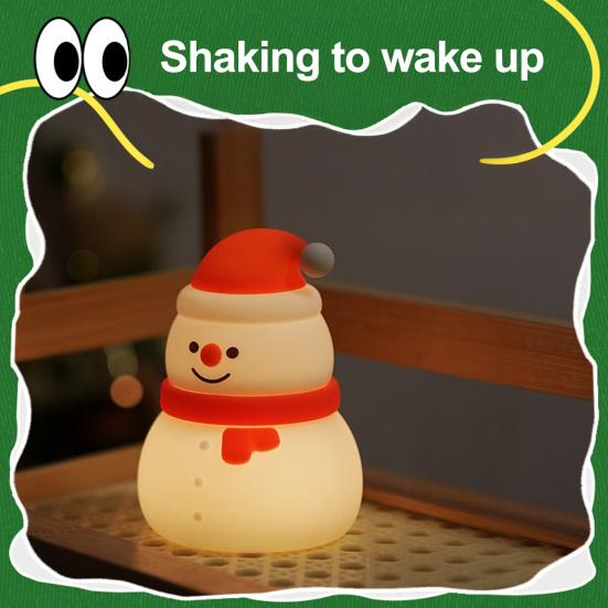 Christmas Night Light Bedside Touch Lamp with Color Changing Rechargeable Silicone Nightlight for Kids' Bedroom