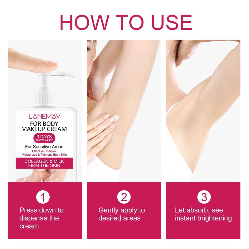 For Body Makeup Cream-Firm & Tightens Body Skin- Make The Skin Appear Lighter-Deeply Moisturizes And Smooth The Skin