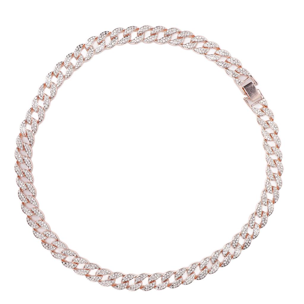 Chain Necklace Rhinestones Alloy Hip Hop Style 24in Jewelry Clothes Decorative Accessories
