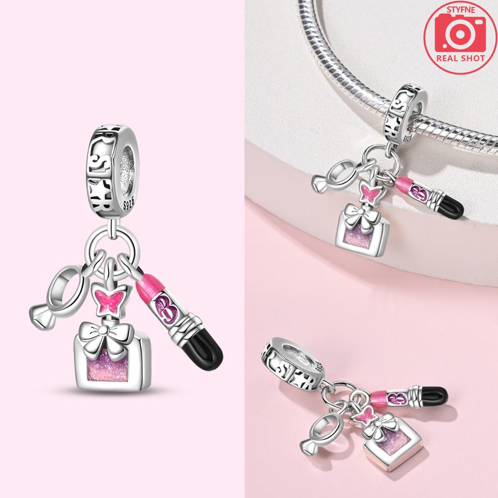 Original Charms Cute Pink Girl'S Heart Pentacle Bag Alarm Clock Beads Fit Copper Bracelet Women Diy Beautiful Gift Accessory