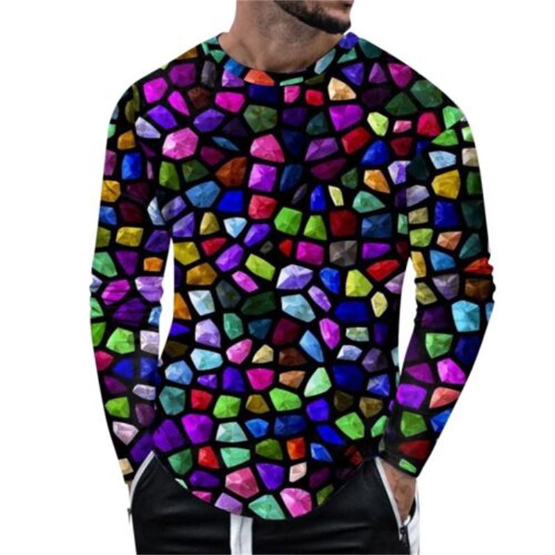 Spring Autumn Long Sleeve Men's 3D T-Shirts Arnival Sequin Street Pattern Printing Male Tops 4XL Plus Size Loose Casual Tees