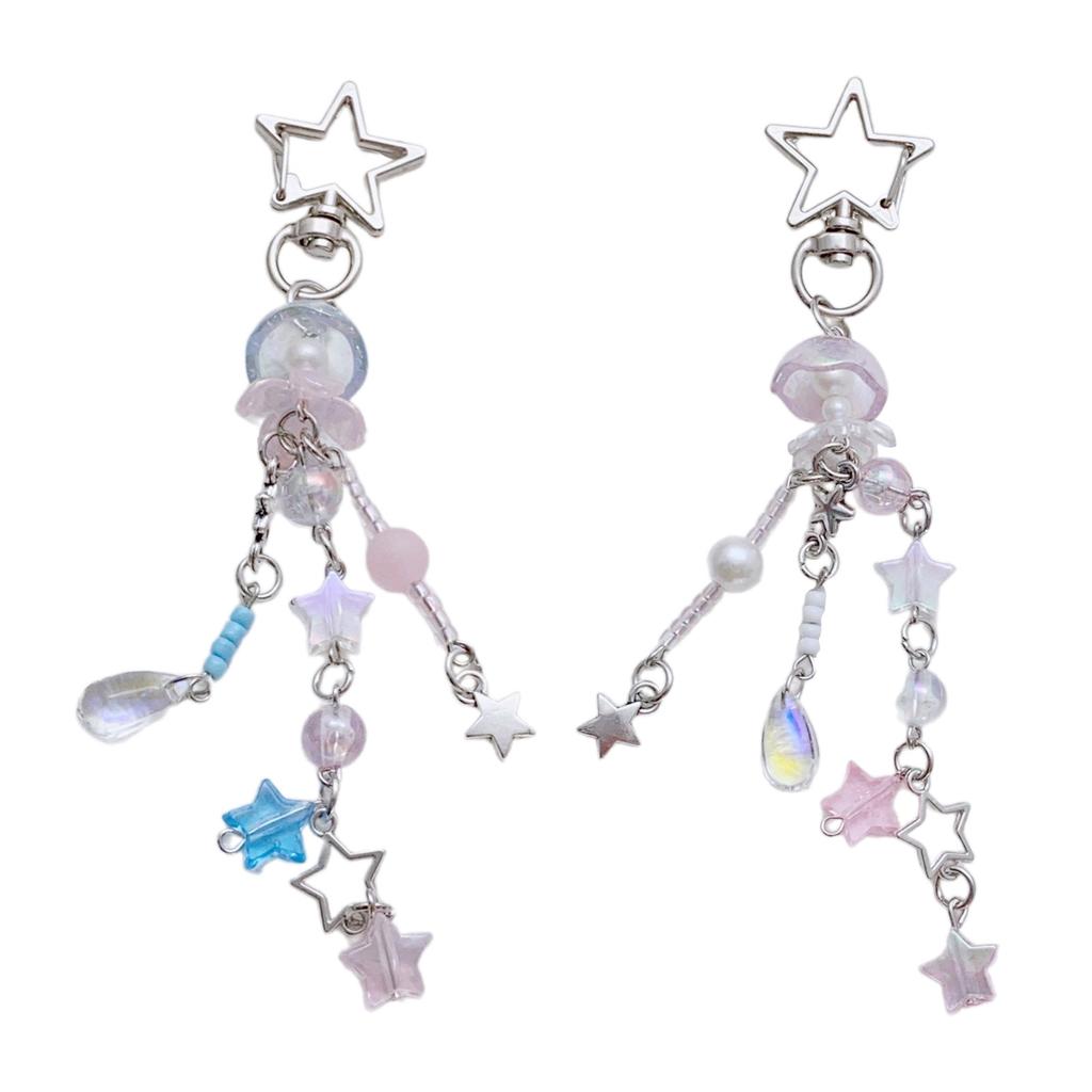 Multipurpose Star Blossom Beaded Phone Charm Strap Trendy Multiuse Keychain for Trendy Women Stylish Outfits Daily Use