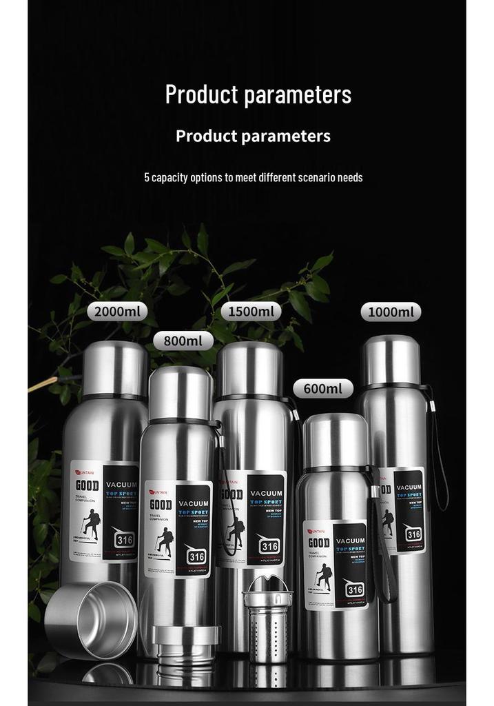 Large Portable 316 Stainless Steel Thermos Kettle - Vacuum Insulated Travel Mug