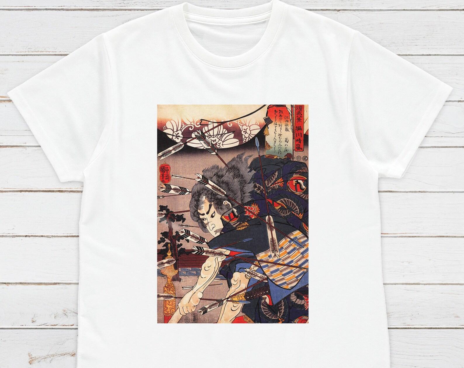 Ukiyo-e Woodblock Art T-Shirt: Kuniyoshi Samurai Battle S
