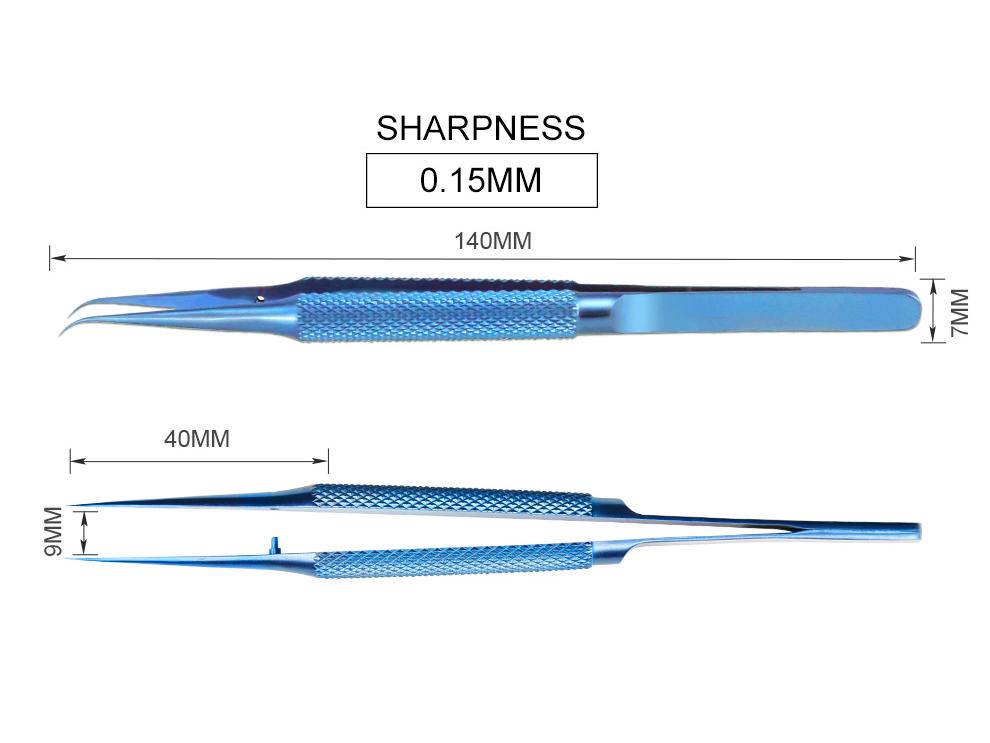 Blue Fingerprint Anti-Magnetic Titanium Alloy Tweezers 0.15mm, Fine Point for Mobile Phone Repair and Microscope Use