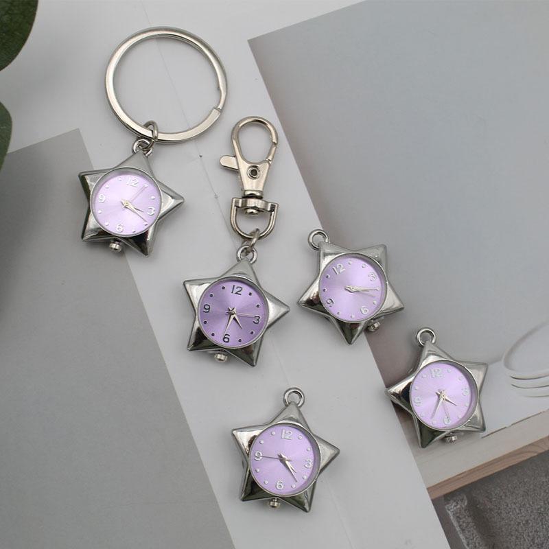 Stjerne Lommeur Klokke Anheng Nøkkelring Pynt Retro Småting Veske Sjarm Dekor Lommeur Gave