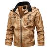 Black Youth Leather Jacket with Stand-up Collar & Side Seam Pockets