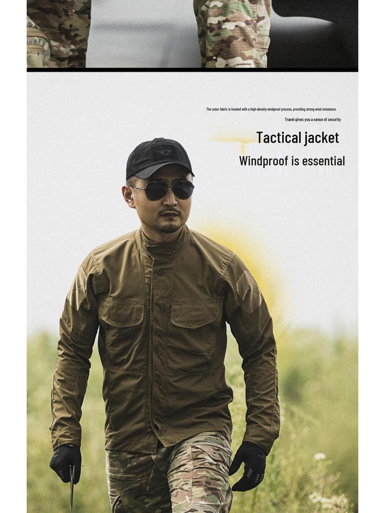 Men's Waterproof Tactical Jacket - Stand Collar, Wear-Resistant, Ideal for Spring/Autumn Outdoor Activities.