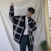 Men's Trendy Korean Plaid Cardigan Sweater Jacket - Spring/Autumn Style