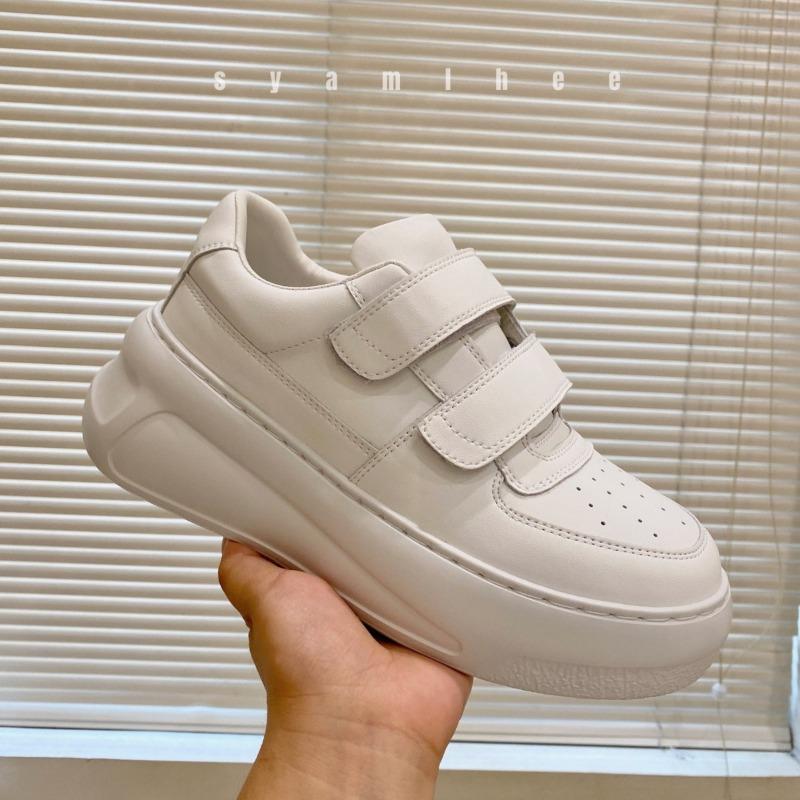 Thick-soled Velcro Little White Shoes Women's New Spring and Autumn Versatile Leather Muffin Sports and Leisure Board Shoes