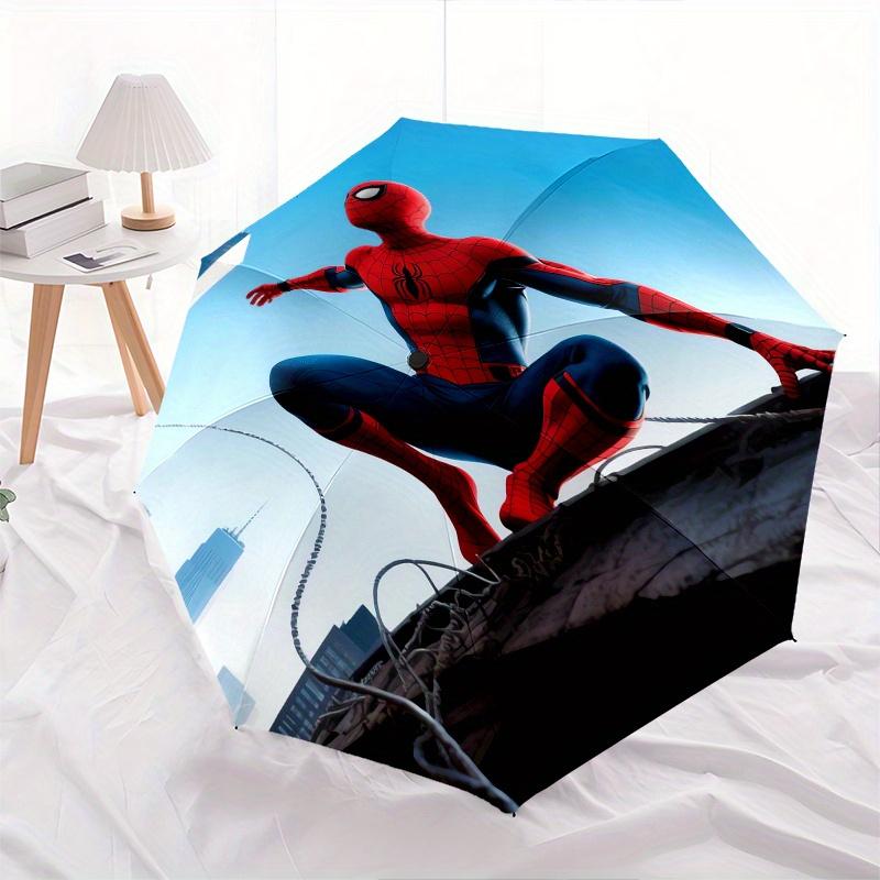 Spider-Man, Web-Slinger Automatic Opening and Closing Umbrella, Compact Travel Umbrella, Lightweight and Portable, Suitable for Beach Commut
