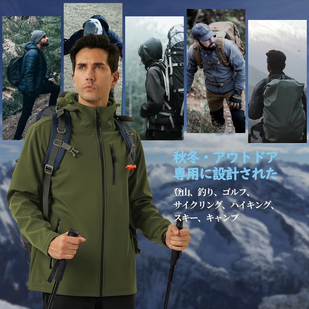 [TACVASEN] Outdoor Jacket for Men, Workwear, Waterproof, Windproof, Breathable, Insulated, Blouson, Golf, Motorcycling, Hiking, Multifunctional Coat,