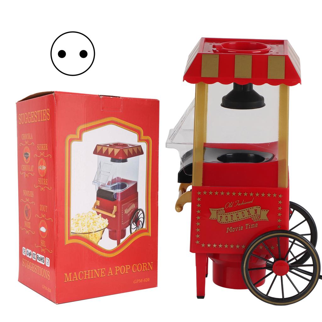 Red Retro Model Automatic Popcorn Machine Household Corn Popper for Party Birthday GiftUK Plug 220V