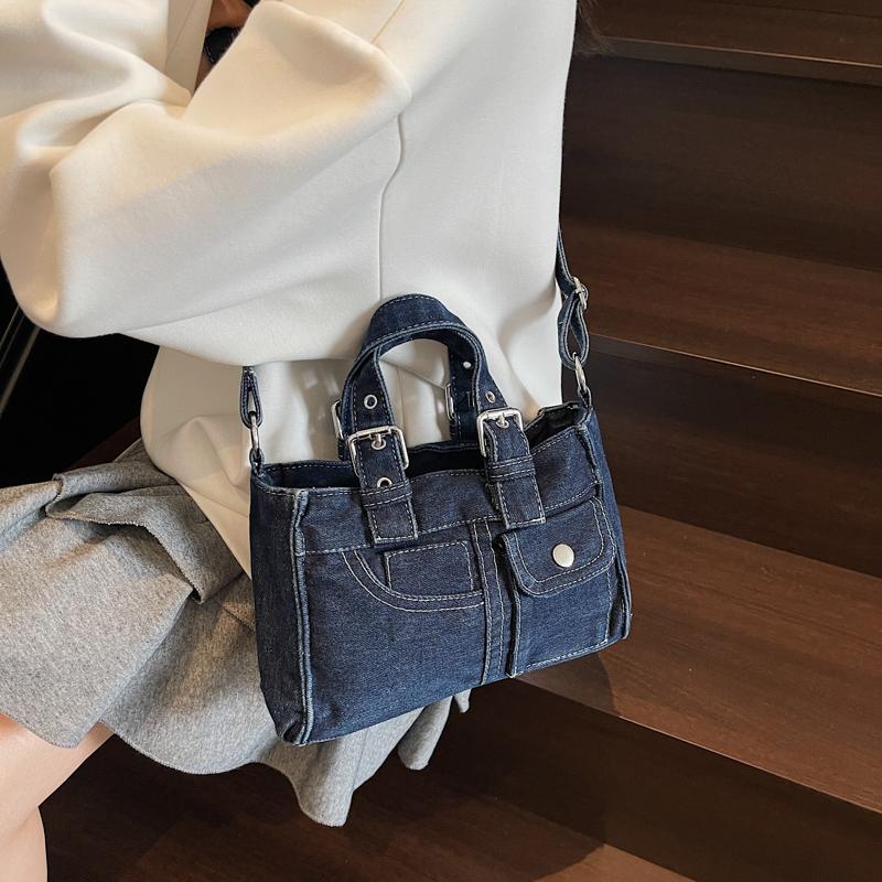 Bolso Cuadrado Pequeño de Mezclilla Bolso de Hombro Cruzado para Mujer