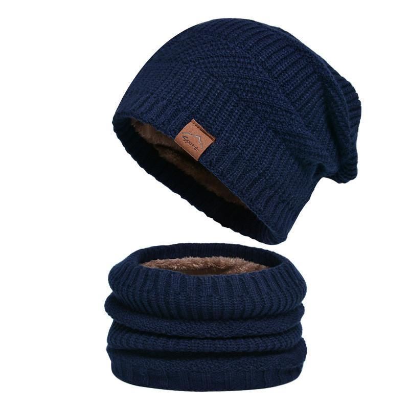 Winter Knitted Cap With Ear Warmers And No Brim Style For Cold Weather And Commuting Navy Two