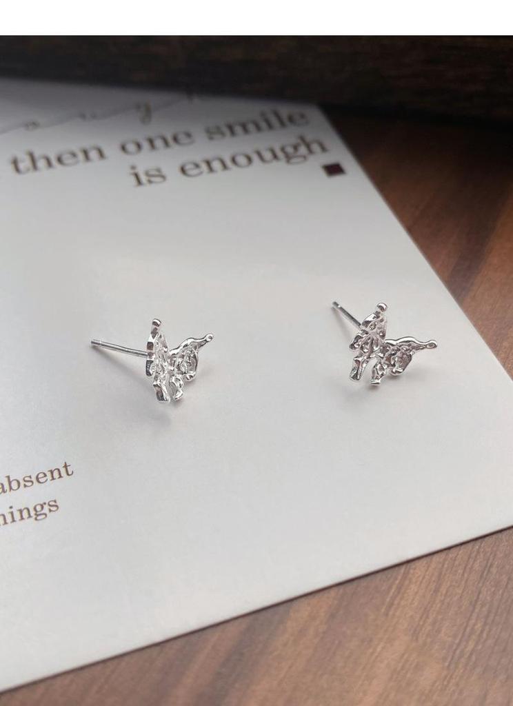 S999 Sterling Silver Butterfly Stud Earrings - Women's Simple, Stylish Design with High-End Feel, Comfort, and Care.