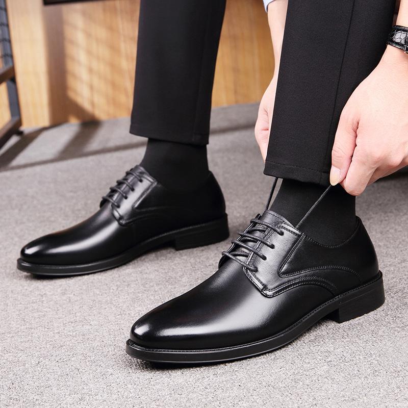 Old man head men's shoes new business casual dress leather shoes single shoes lace cowhide gentleman retro dress leather shoes