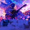 Neon Astronaut Tapestry For Vivid Decor Uv Reaction Tapestry Background Decoration Wall Hanging Bedroom Party Decoration