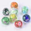 10pcs Round 12mm Flower Pattern Handmade Lampwork Glass Loose Beads For Jewelry Making Accessories DIY Crafts Findings