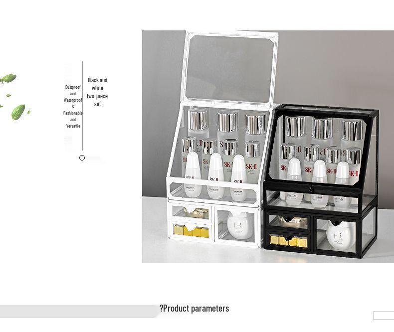 Luxury Glass Cosmetic Organizer - Dustproof Storage for Skincare, Lipsticks, and Masks
