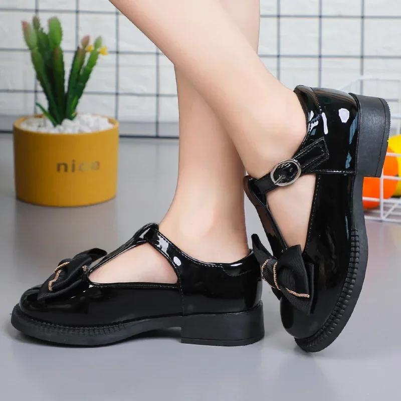 Zapatos Niña Girl Leather Shoes Autumn Dance Performance Shoe Low Heel Shoe Bow Princess Shoes Kid Shoes Girl Shoe Mary Jane