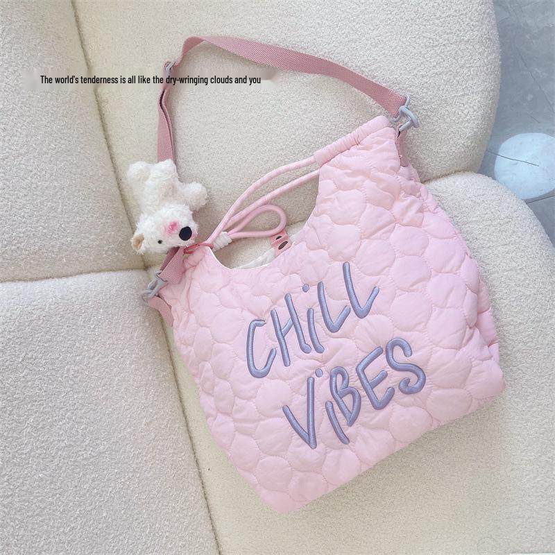 Korean Style Cute Women's Versatile Down Jacket Shoulder Bag - Large Capacity Handbag for Autumn/Winter