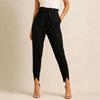 Women's Color Slim Fit Pleated Pants with Pockets and Tie Waist for Casual Daily Wear