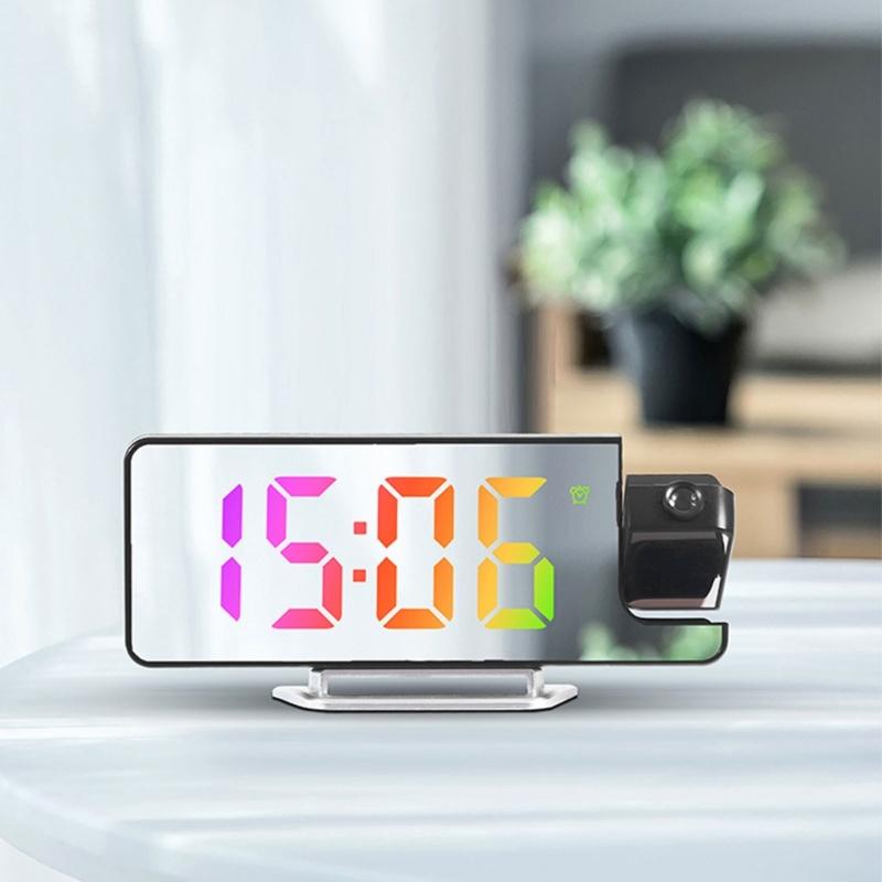 180° Rotation Digital Projections Alarm Clock Night Power-off Memory Table Clock 12H/24H Bedroom Electronic Clock
